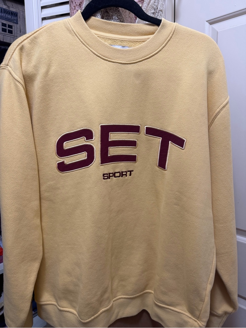 SET Active Mustard Yellow Oversized Sweatshirt with Maroon Logo
